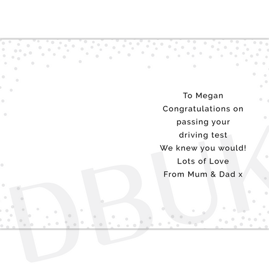 Personalised Passed Driving Test Card