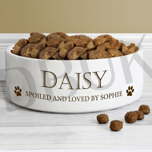 Personalised Paws 14cm Medium White Pet Bowl