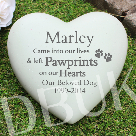 Personalised Pet Pawprints Heart Memorial