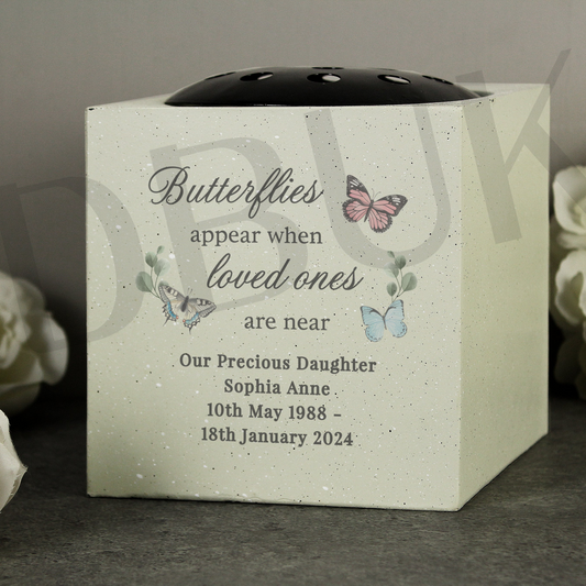 Personalised Butterflies Appear Memorial Vase