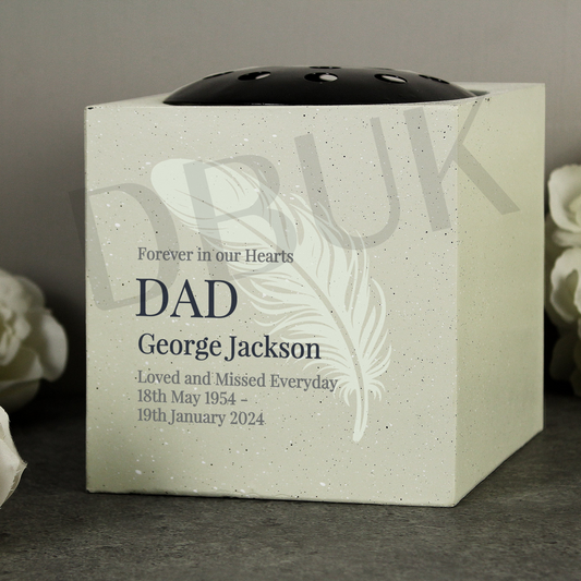 Personalised Feather Memorial Vase