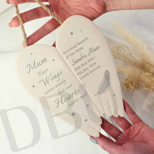 Personalised Memorial Angel Wings Hanging Ornament