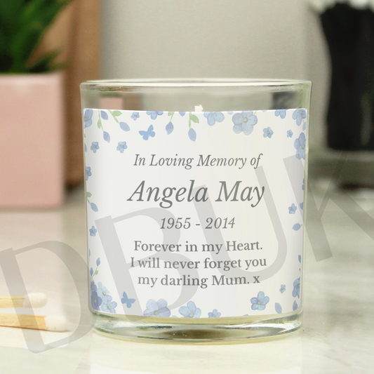 Personalised Memorial Forget Me Not Candle Jar
