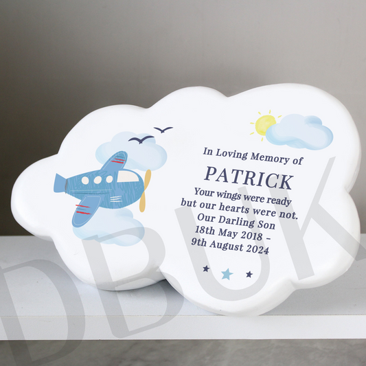 Personalised Plane Resin Memorial Cloud