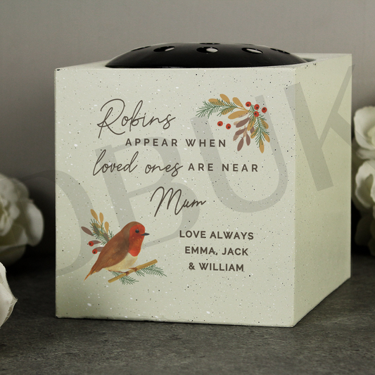 Personalised Robins Appear Memorial Vase