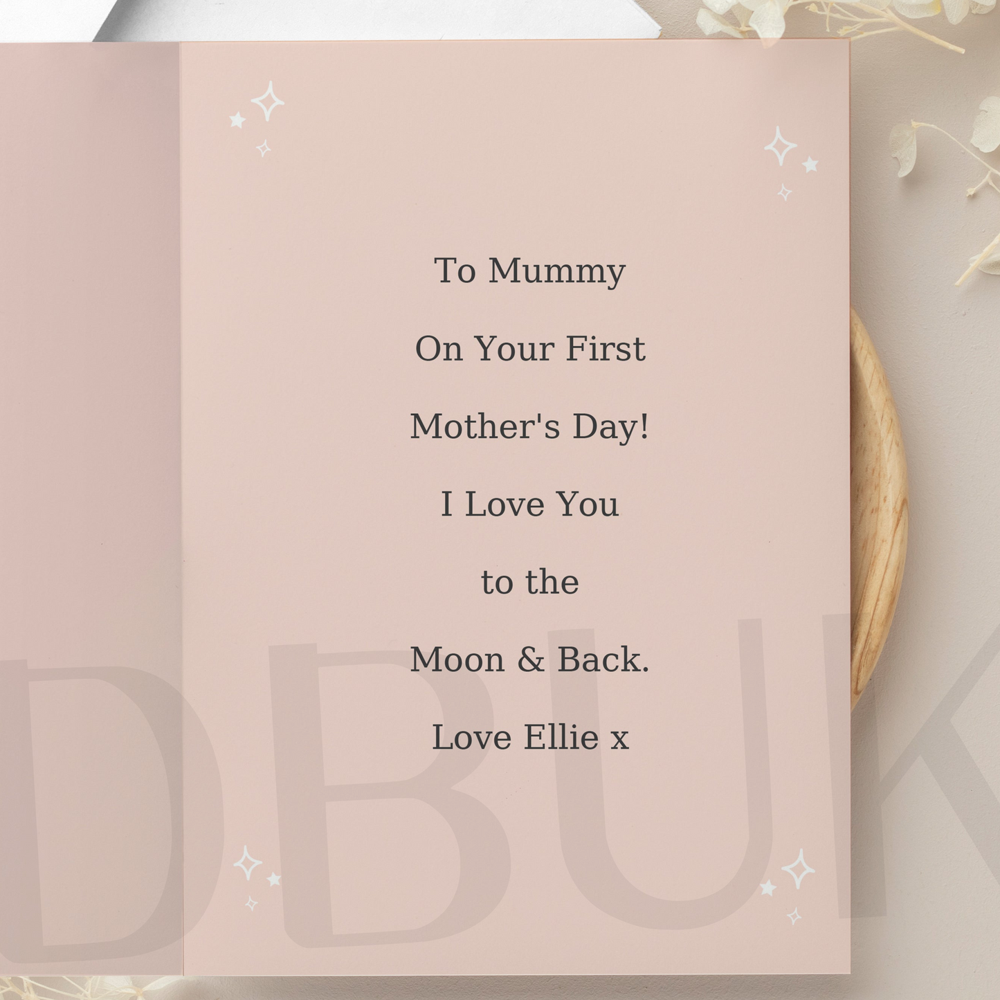 Personalised Pink Wreath Photo Upload Greeting Card