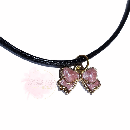 Pink Bow Necklace