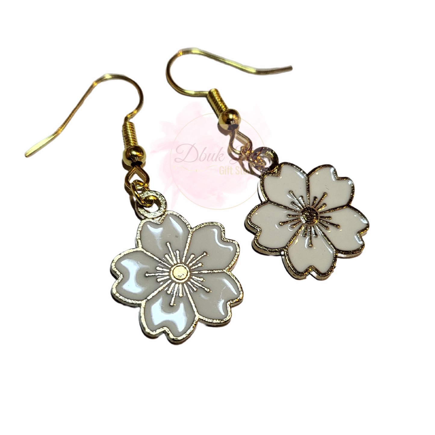 White Flower Earrings