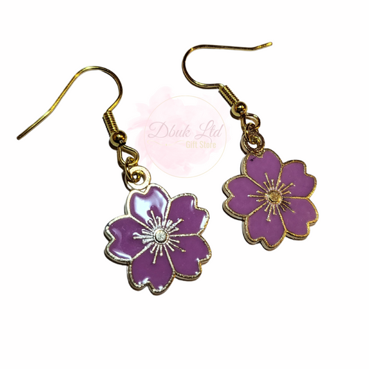 Purple Flower Earrings